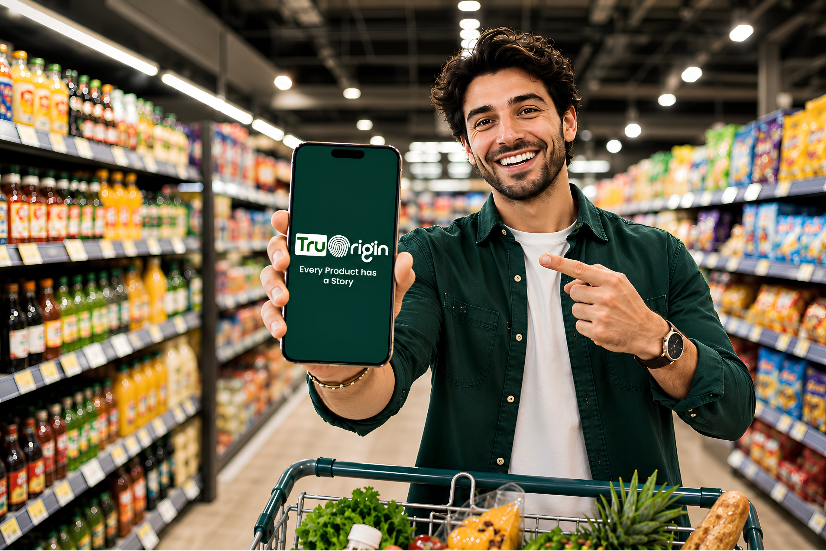 Customer viewing verified product details through OriginCard on their phone